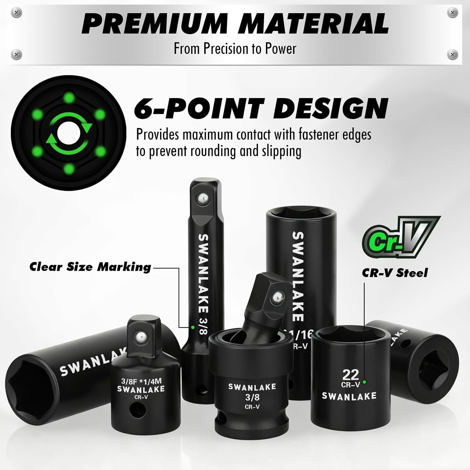 105-Piece SAE & Metric Impact Socket Set with Universal Joint & Ratchet