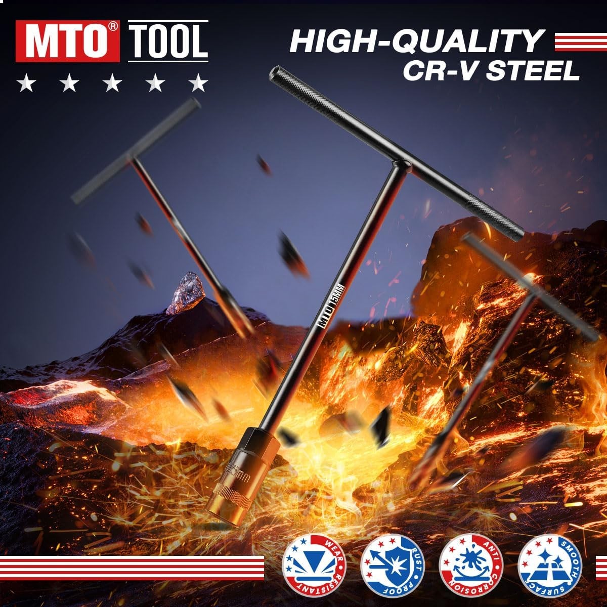 MTO T-Handle Metric Socket Wrench Set, 6-Point (6, 8, 10, 11, 12, 13, 8Pack
