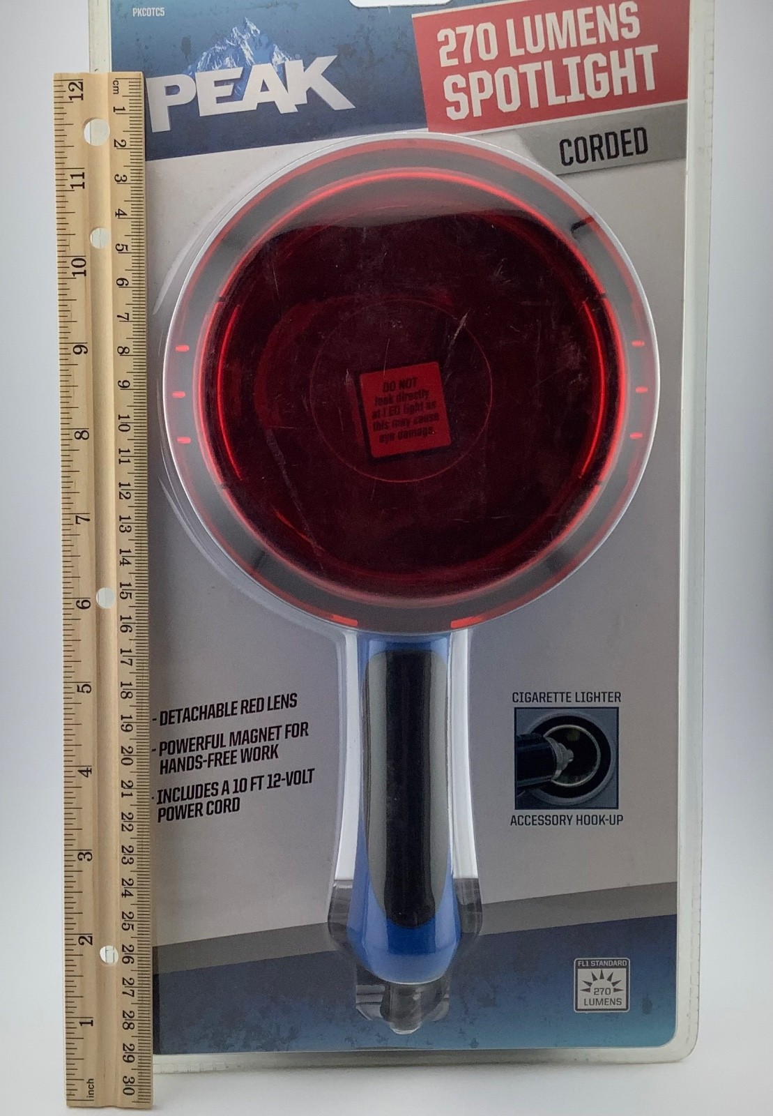 Peak 270 Lumens Spotlight Detachable Red Lens Corded New Packaging Shelf Wear