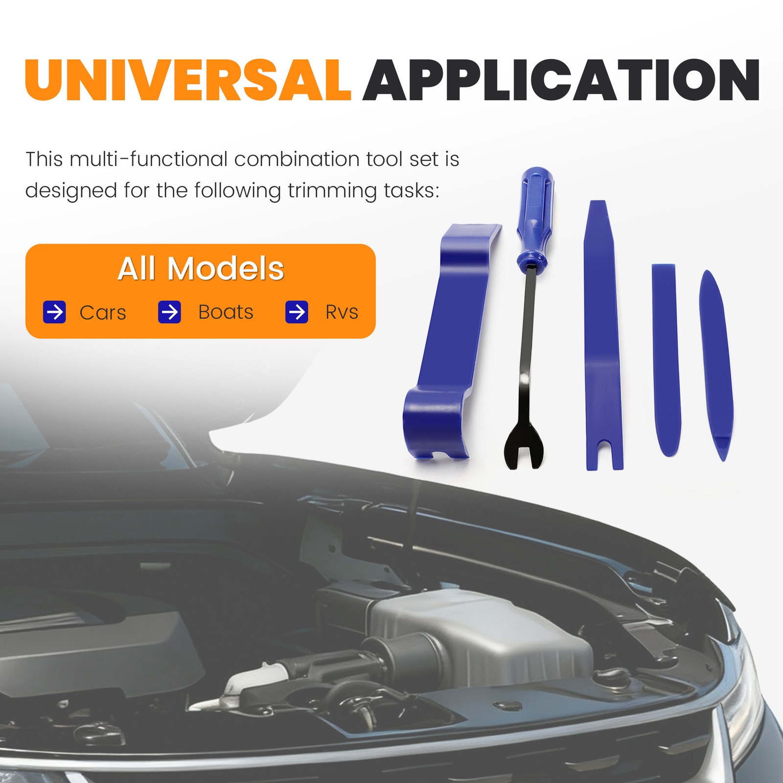 Plastic Trim Removal Pry Tool Set for Car Radio Panel Door Dash Clip Fasteners