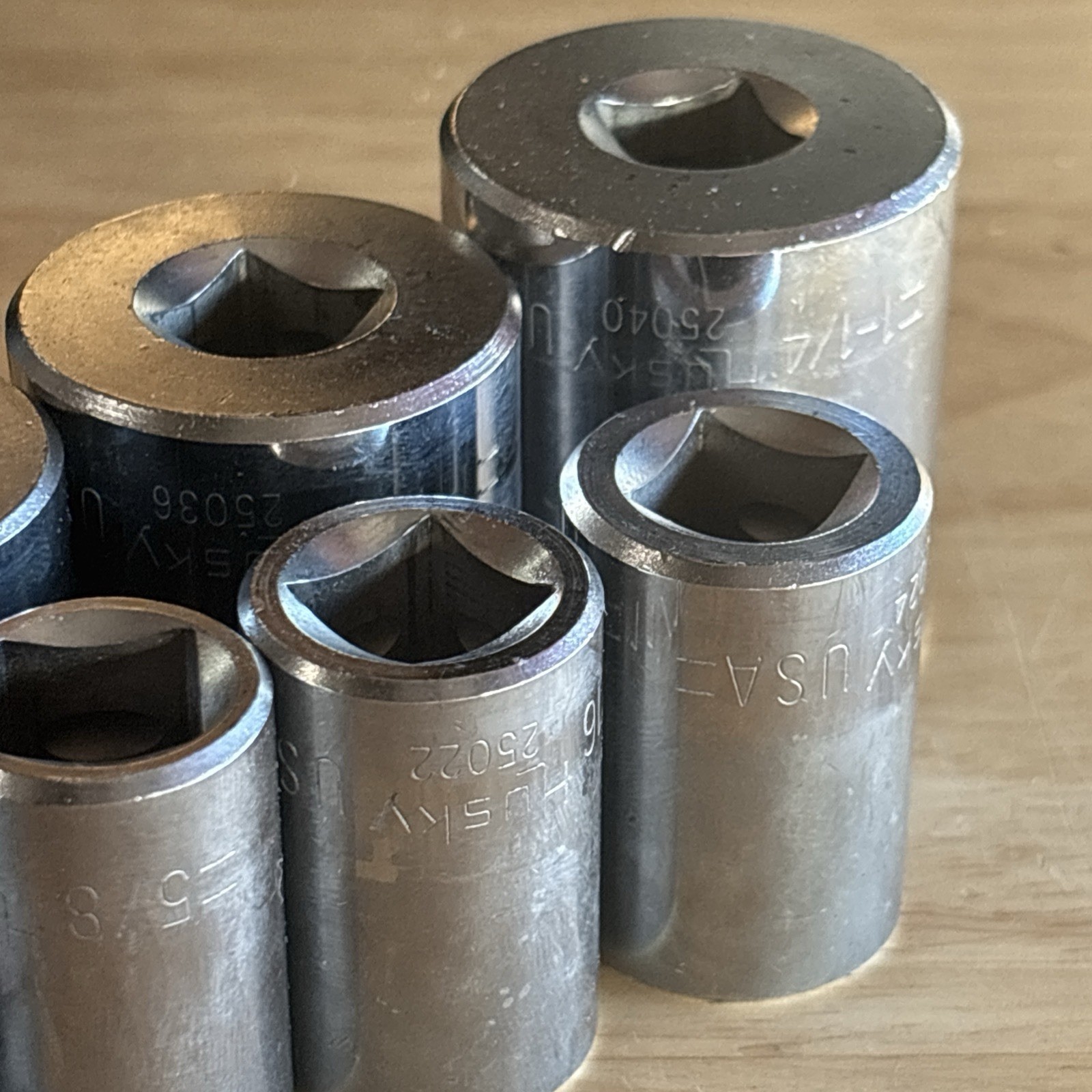 Husky SAE Shallow Socket Set 1/2″ Drive 12 Point 7/16″ to 1-1/4″ Vtg USA READ