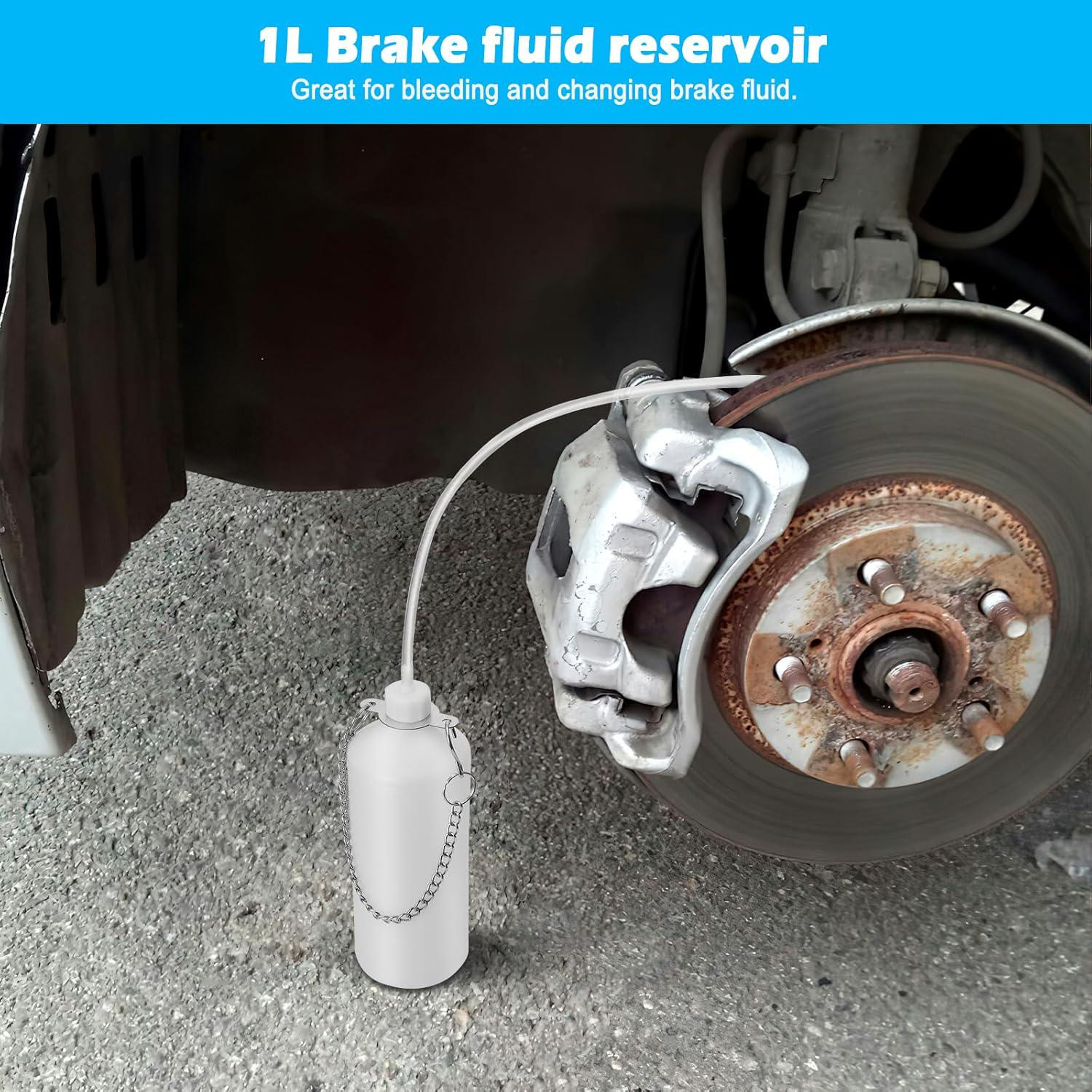 1L Brake and Clutch Fluid Bleeding Bottle with Hanging Hook, Brake Bleeder with