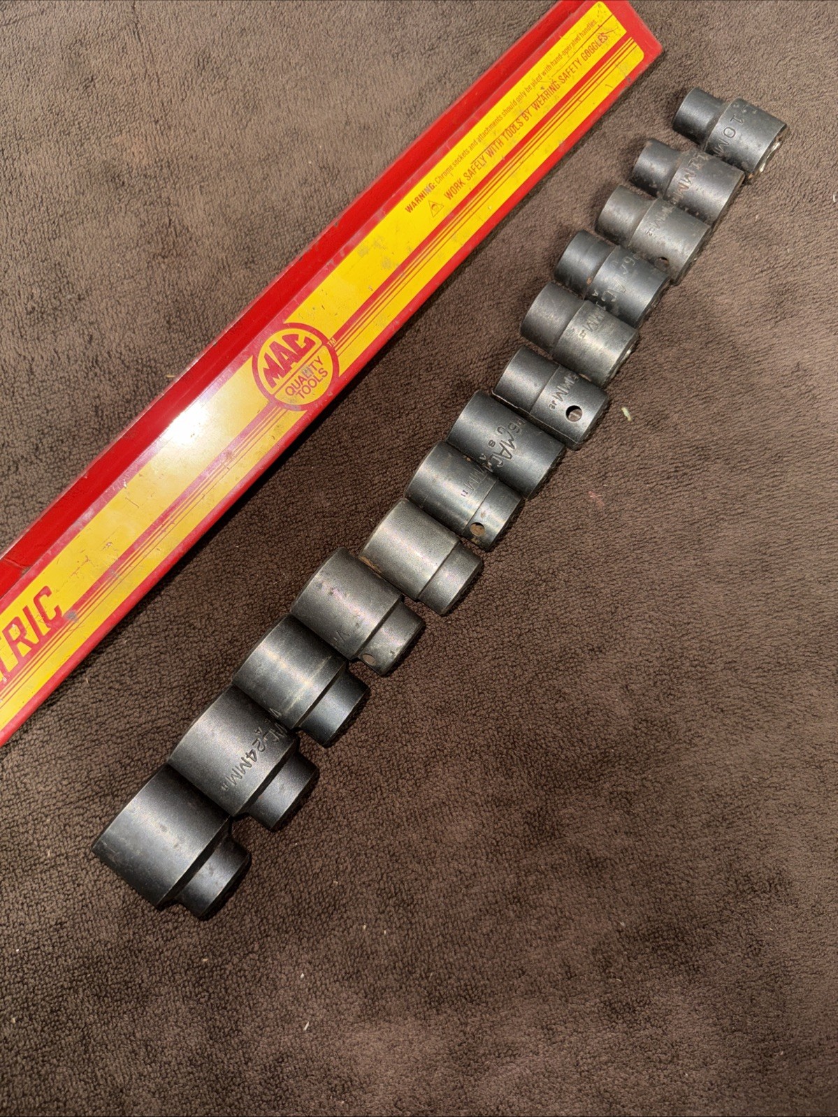 Mac Tools 13 Pc 1/2”’Drive Shallow 6 Pt Metric Impact Sockets Set 10mm-27mm Tray