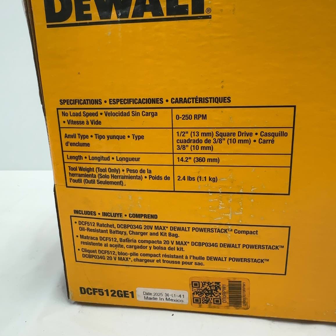 DeWalt DCF512GE1 Atomic 20V Max Brushless 1/2 in Cordless Ratchet Wrench Kit
