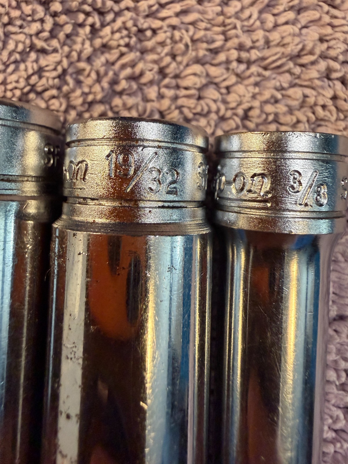 3 Snap-On Sockets 3/8″ Drive 12 Point SAE Deep 19/32 9/16 3/8 SF191 sf181 sf121