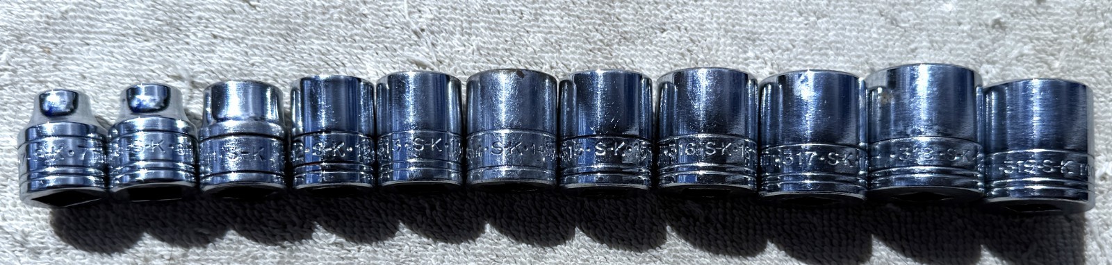 VINTAGE 3/8″ DRIVE S-K 12 PC METRIC HEX SOCKET SET – AS PICTURED