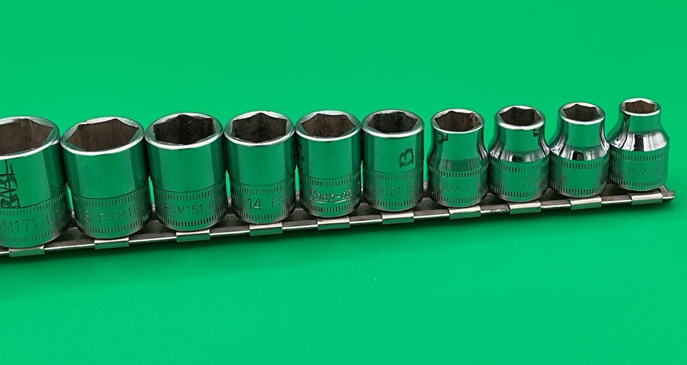 SNAP ON 3/8″ Drive 6pt FSM Shallow Socket Set 19mm-8mm 12 Pieces NICE Free Ship!