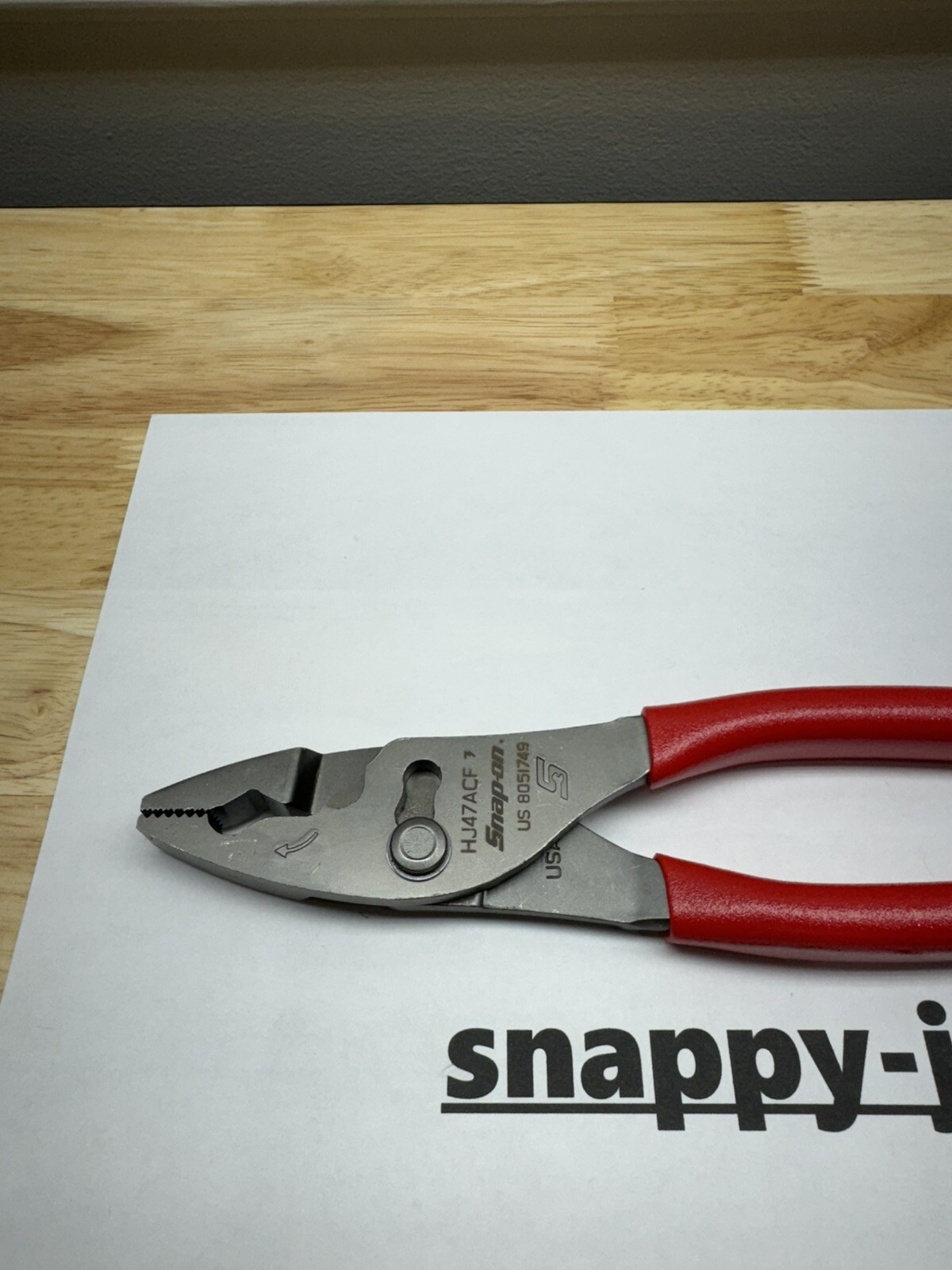 Snap-on Tools USA NEW STYLE RED Soft Grip 8″ Flank Jaw Slip Joint Pliers HJ47ACF