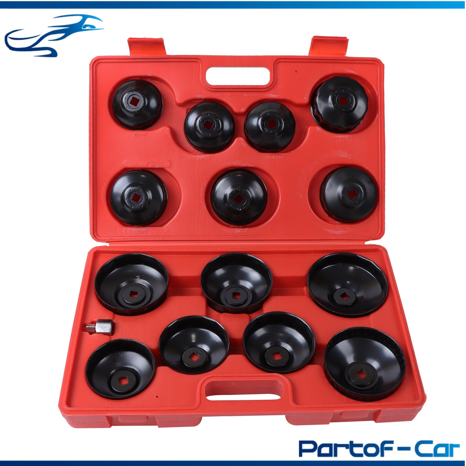 15Pcs Cup Type Oil Filter Cap Wrench Socket Removal Tool Set W/case