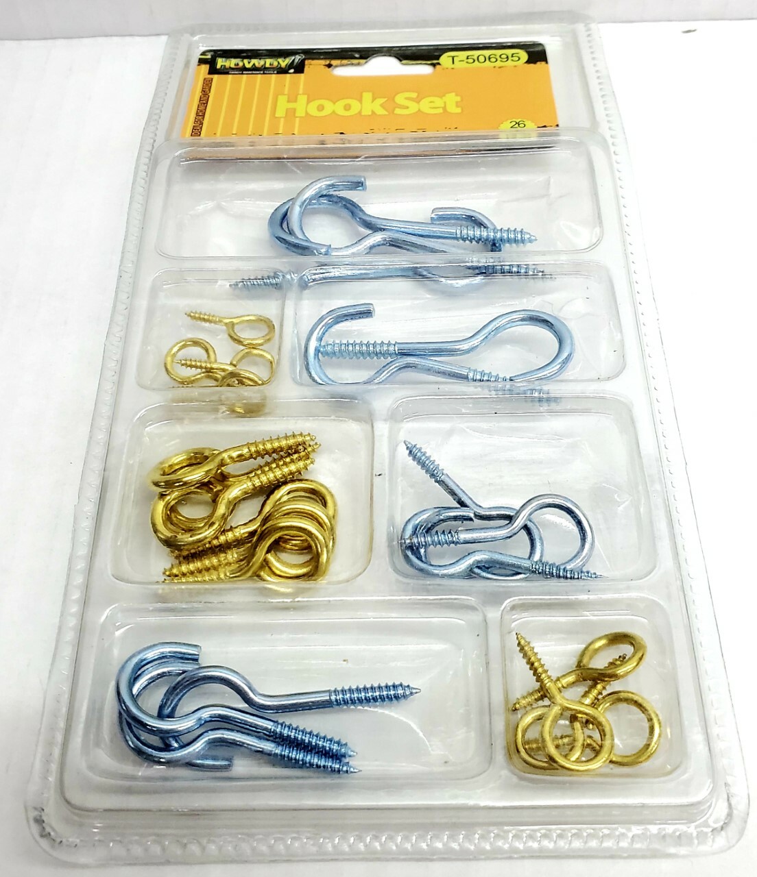 26 pc Hook Set Drywall Ceiling Hang Frames Pictures Gold Silver New # T-50695