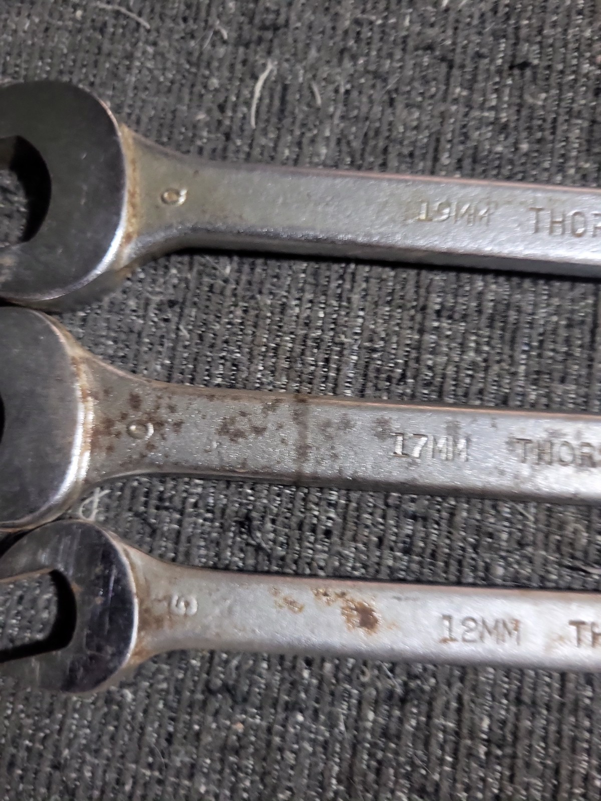 Set Of 3 Vintage Thorsen Combination Wrenches 1019, 1017, 1012. 12mm, 17mm, 19mm