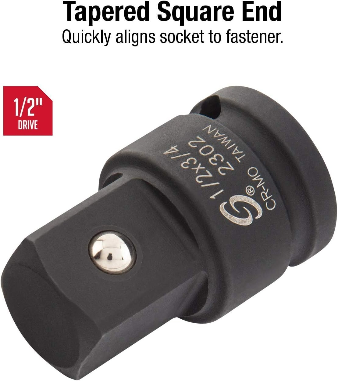 2302, 1/2 Inch Drive, 1/2″ Female x 3/4″ Male Impact Adapter, Cr-Mo Steel, Ba…