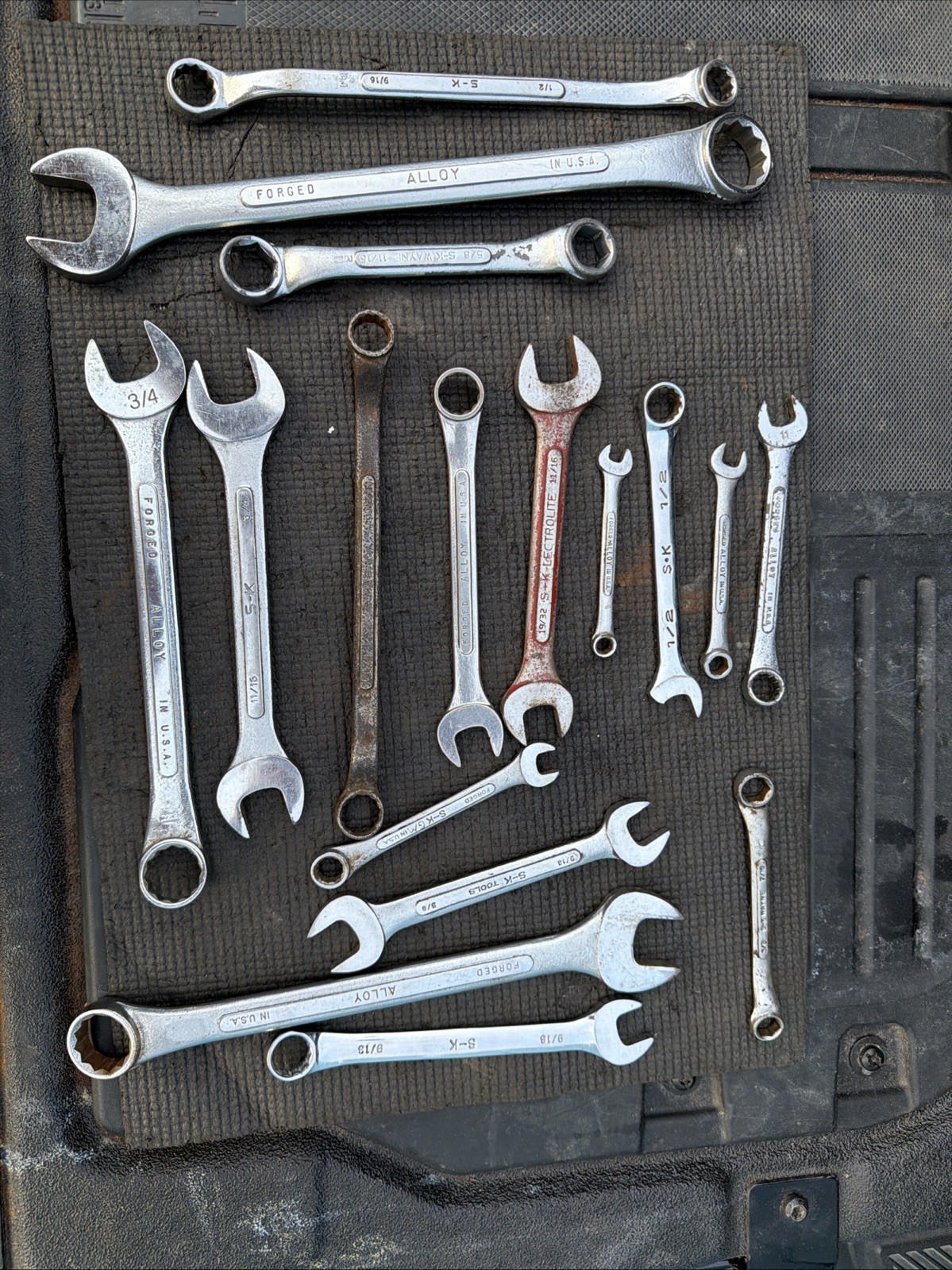 SK Tools USA S-K Large Wrench Lot 17pcs 1 Broken Rest of C-26 C-30 SAE Metric Tr
