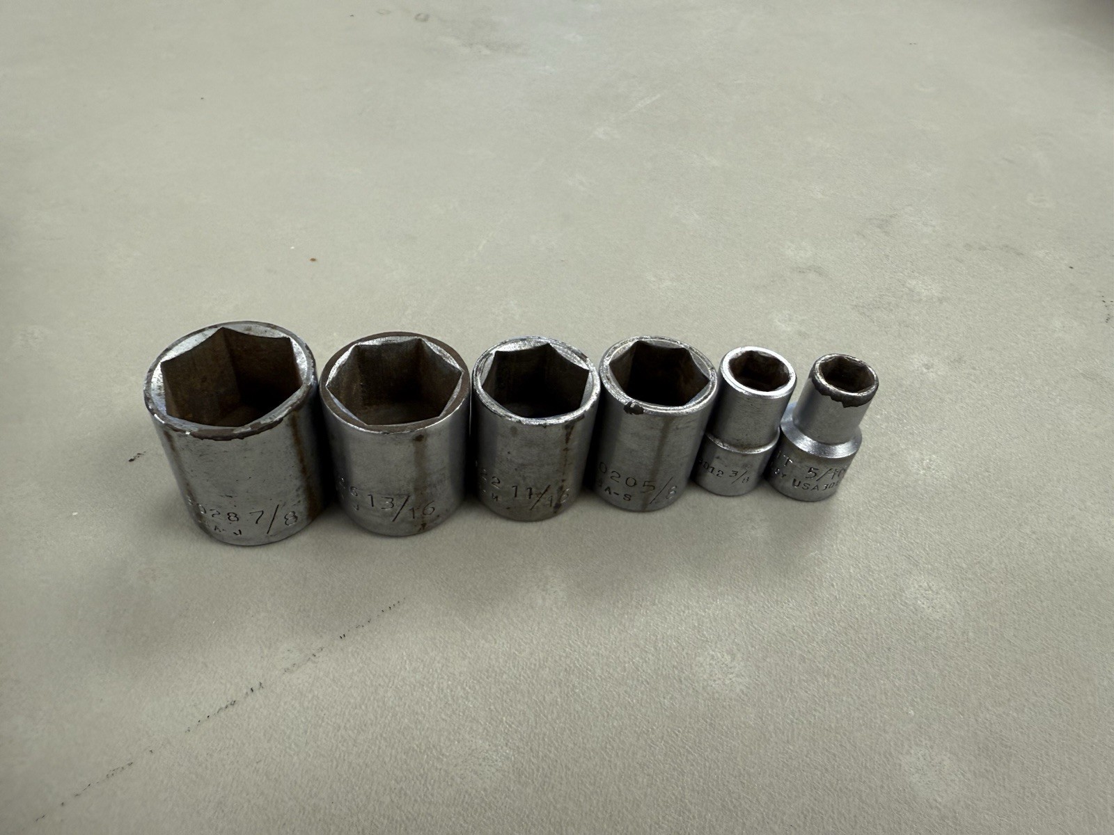 Wright 3/8 Drive Short Well Sockets 6-point Chrome Vanadium Steel USA Lot Of 6