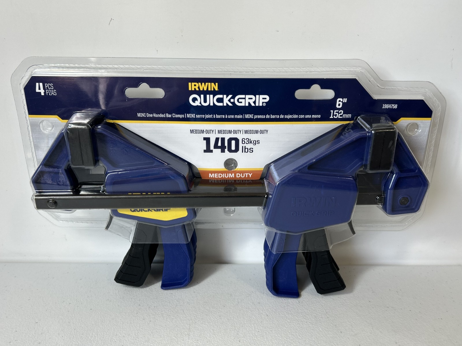 IRWIN Quick-Grip 1964758 One-Handed Mini Bar Clamp 4 Count Pack 140lb Blue NEW