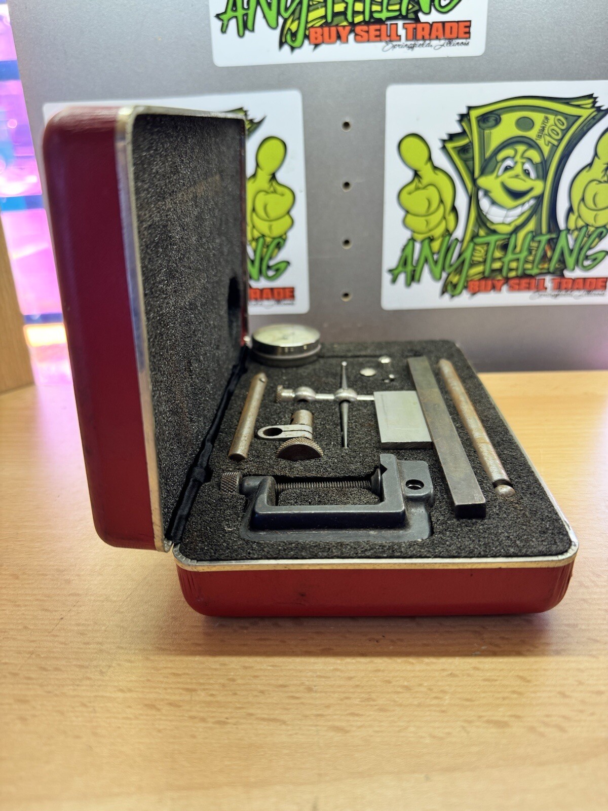 Vintage #196 Starrett Universal Dial Test Indicator Red Vinyl Kit #196