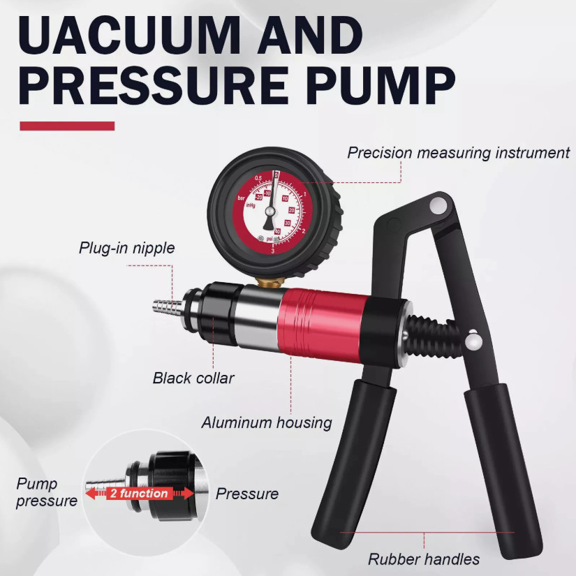23PCS Hand Held Vacuum and Pressure Pump Tester Tool with Box Brake Bleeder Kit