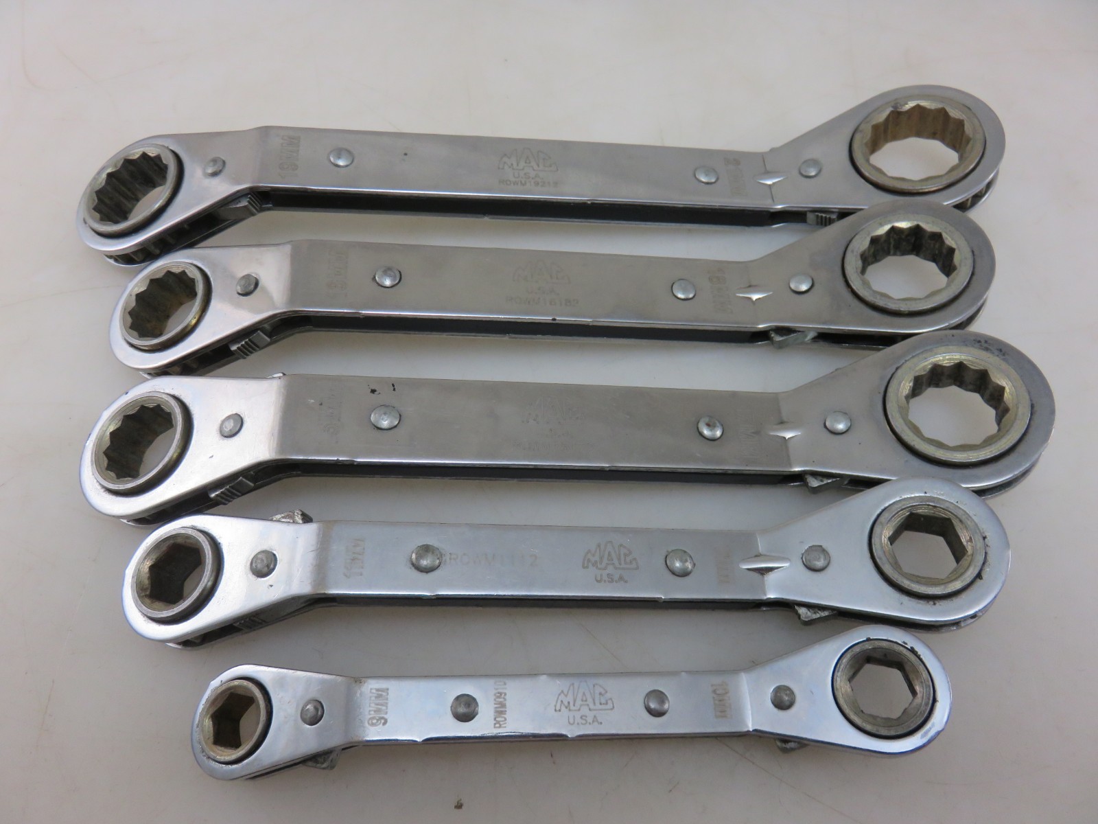 MAC Tools METRIC Offset Reversible Ratcheting Double Box End Wrench 5pc Set