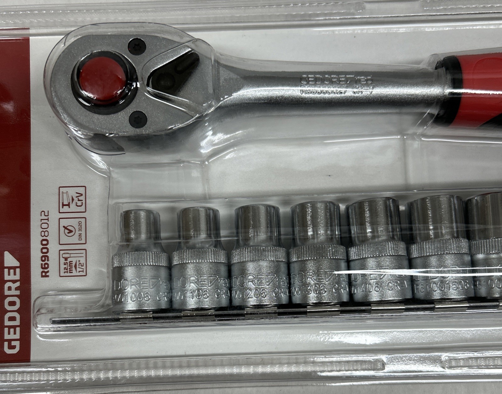 GEDORE R69008012 1/2” 12PC RACHET/SOCKET SET 10-19MM NEW