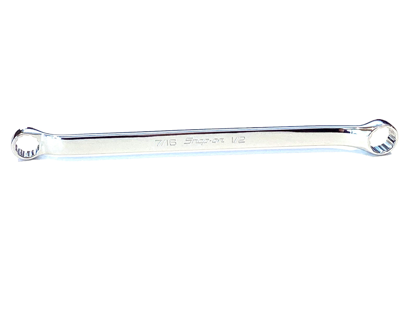 Snap On Tools 7/16” x 1/2” 12 Point SAE 10° Offset Chrome Box Wrench XB1416A NEW