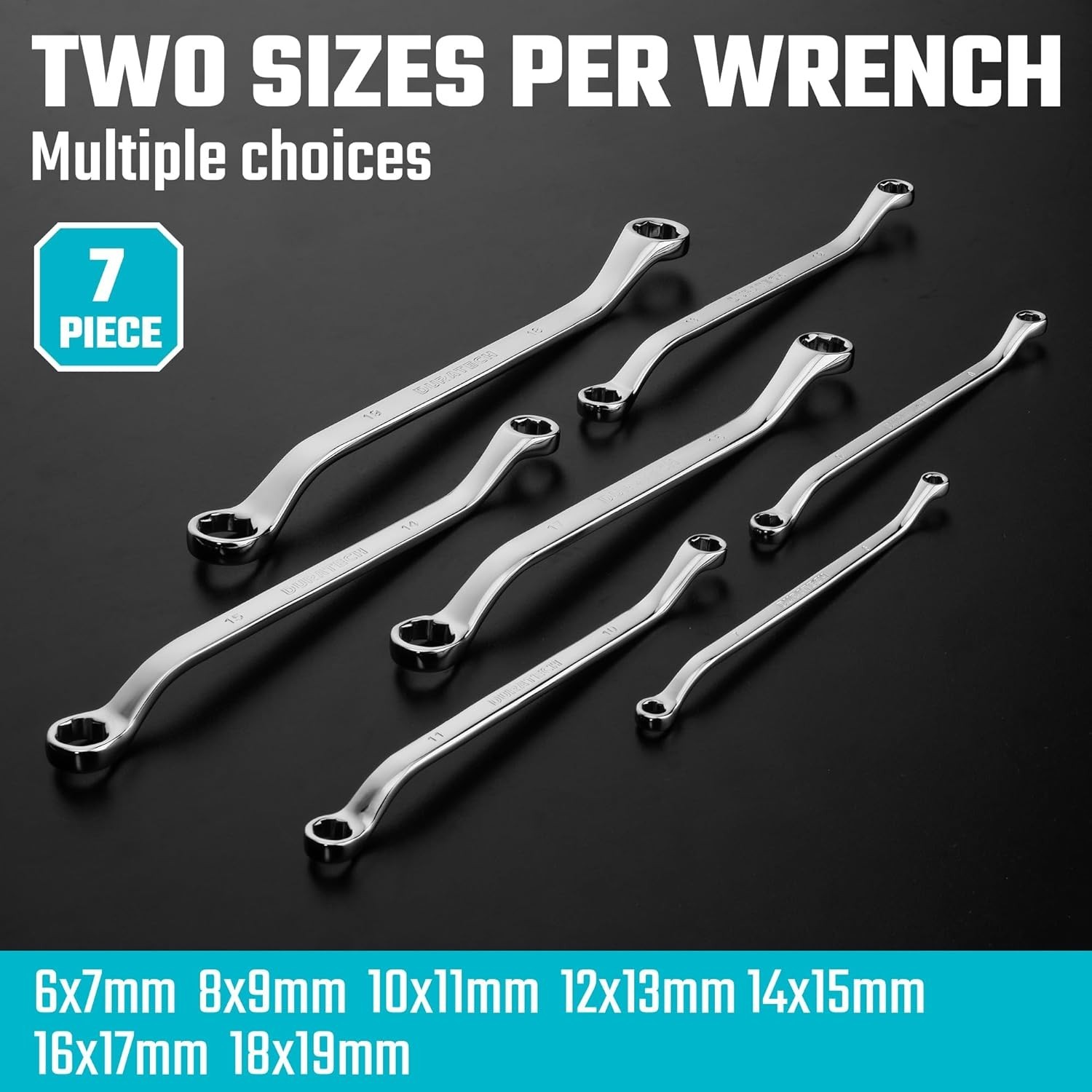 Piece Box Wrench Set, Anti-slip, Metric, 6-19mm, CR-V Steel