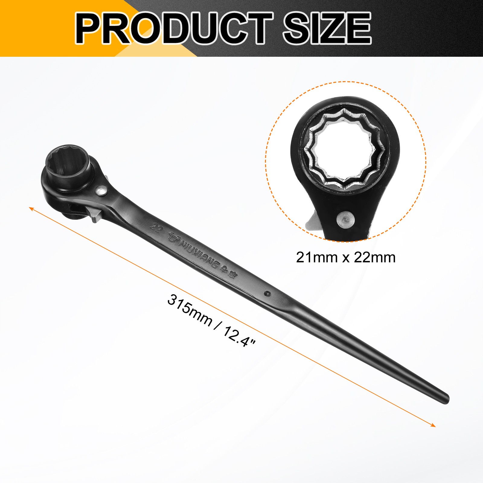 2pcs 21x22mm CR-V 12 Point Socket Wrench for Shelving