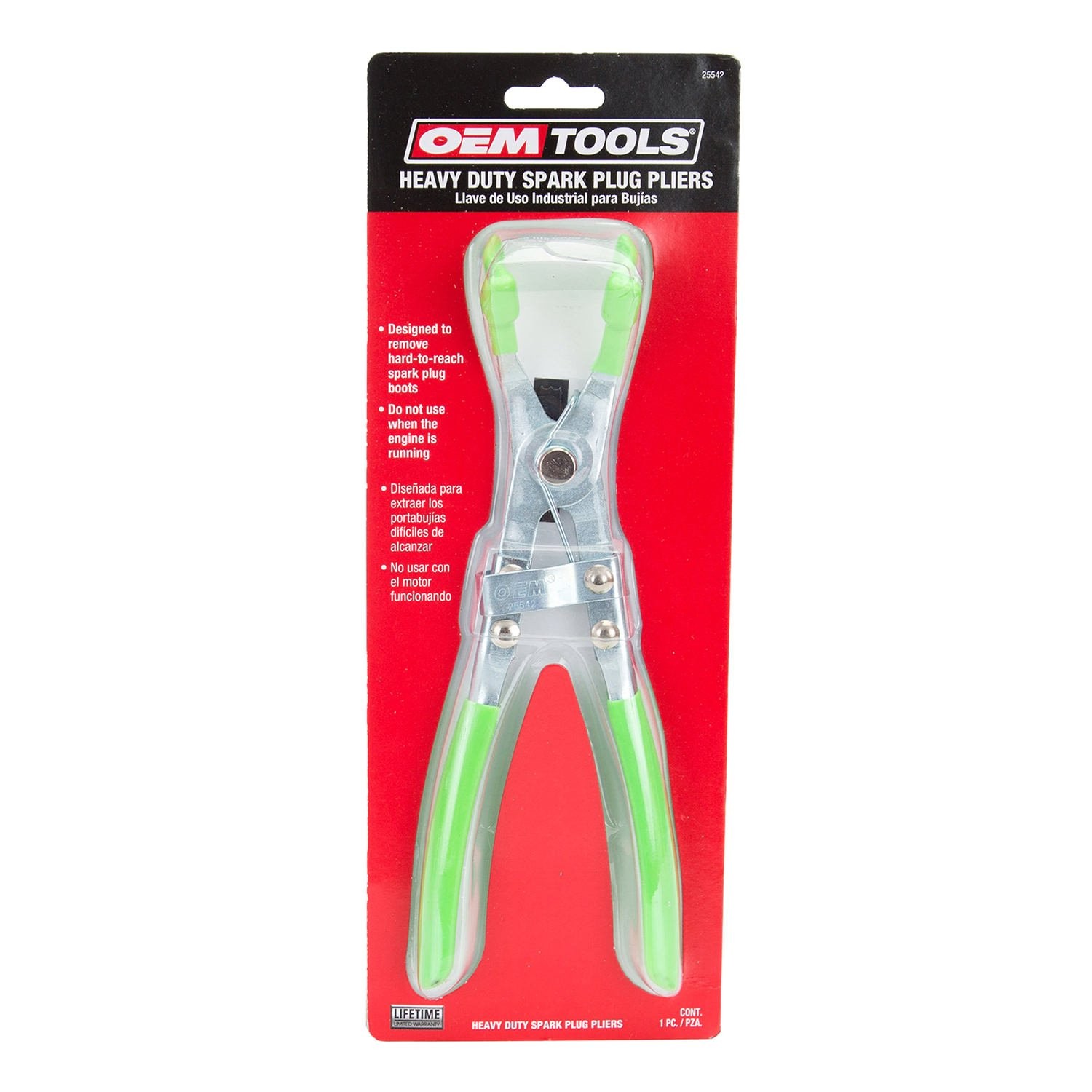 OEMTOOLS 25542 Spark Plug Boot Pliers, 45° Offset Jaws for One Size, Green