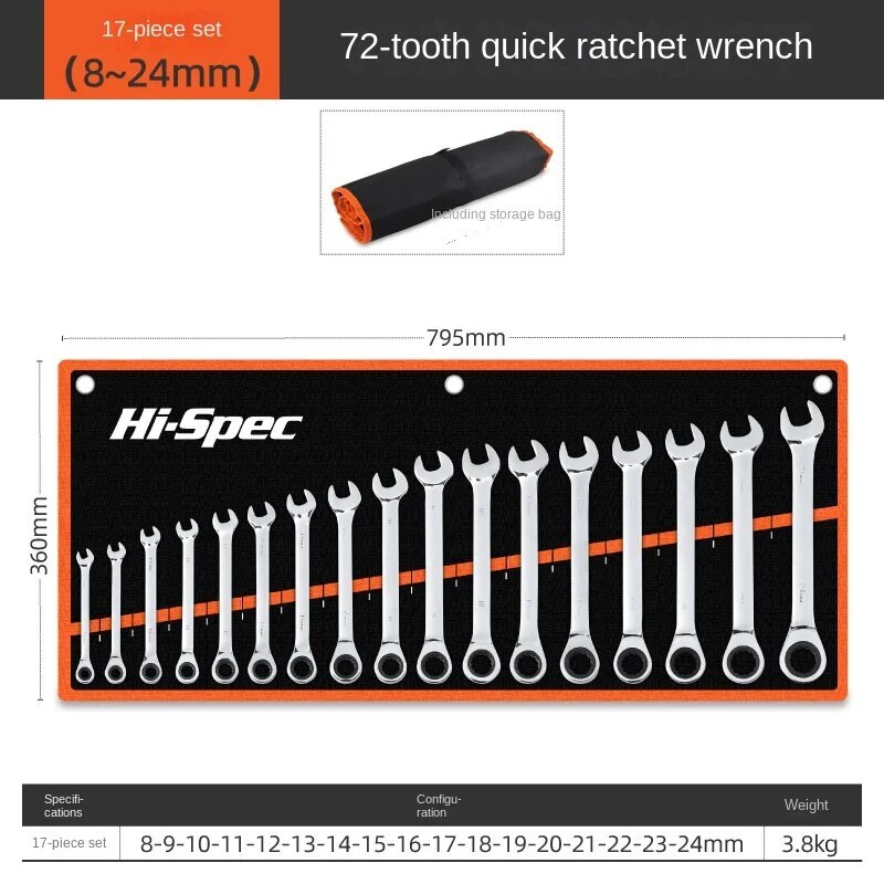 Ratchet Wrench Open End Dual Purpose Quick and Labor-saving Wrench Tool Set