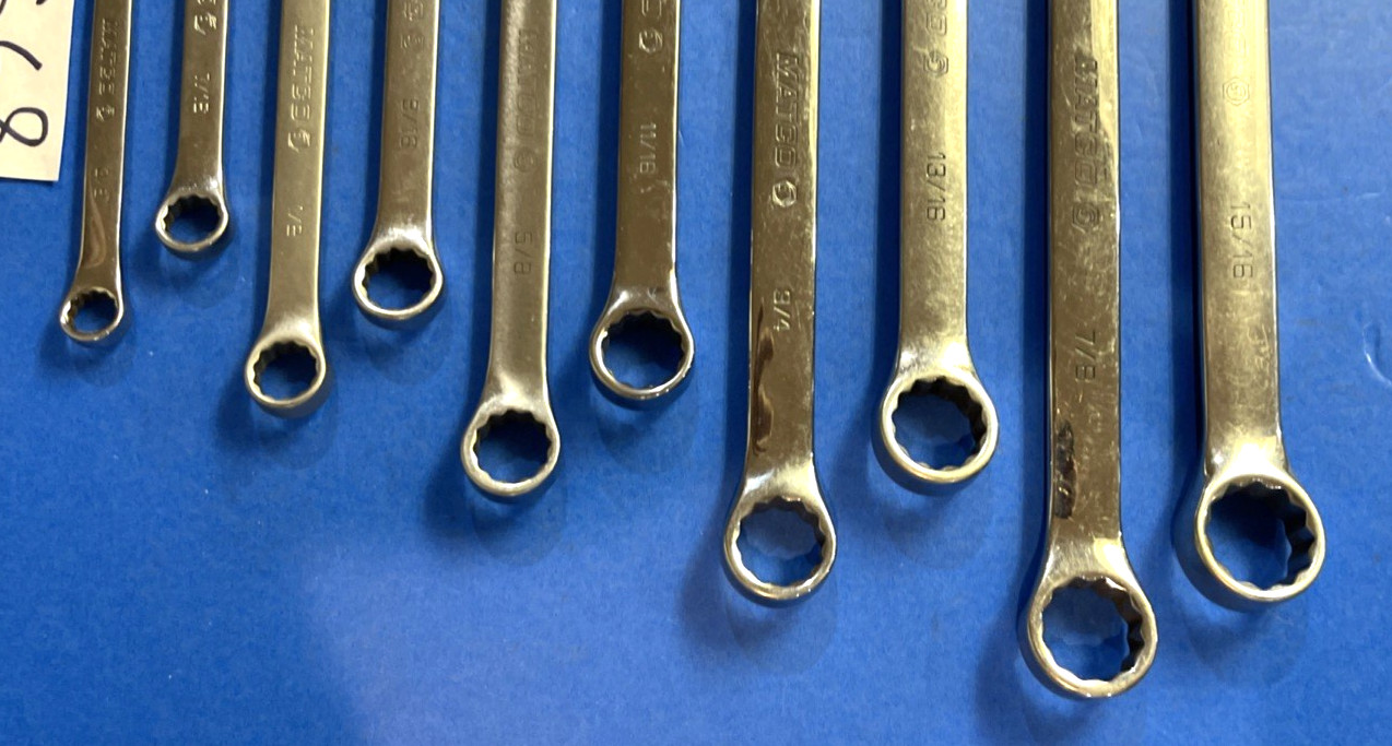 MATCO TOOLS 10 PIECE SAE. COMBINATION WRENCH SET 12 POINT 3/8 TO 15/16 INCH