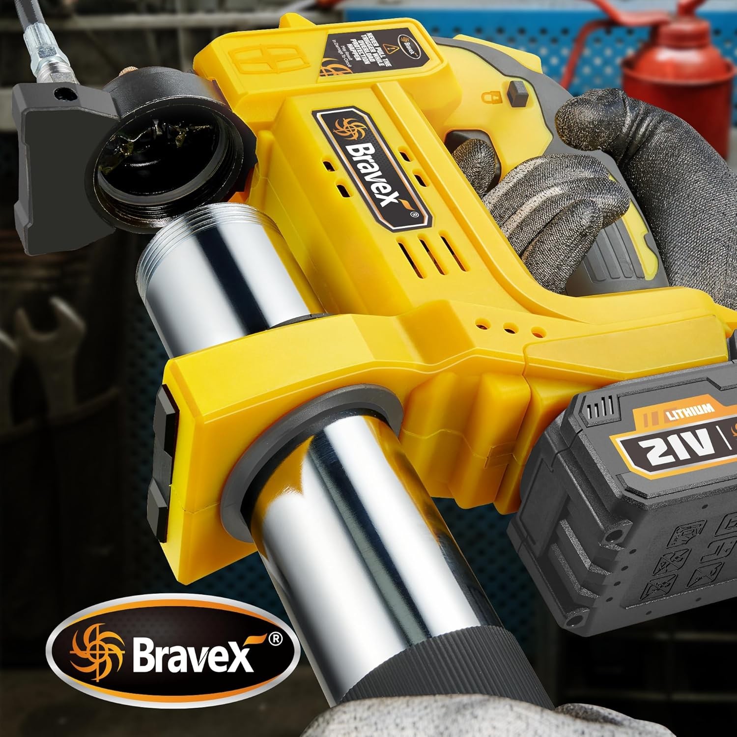Grease Gun – Battery Powered with 40” Long Hose, 12,000 PSI…