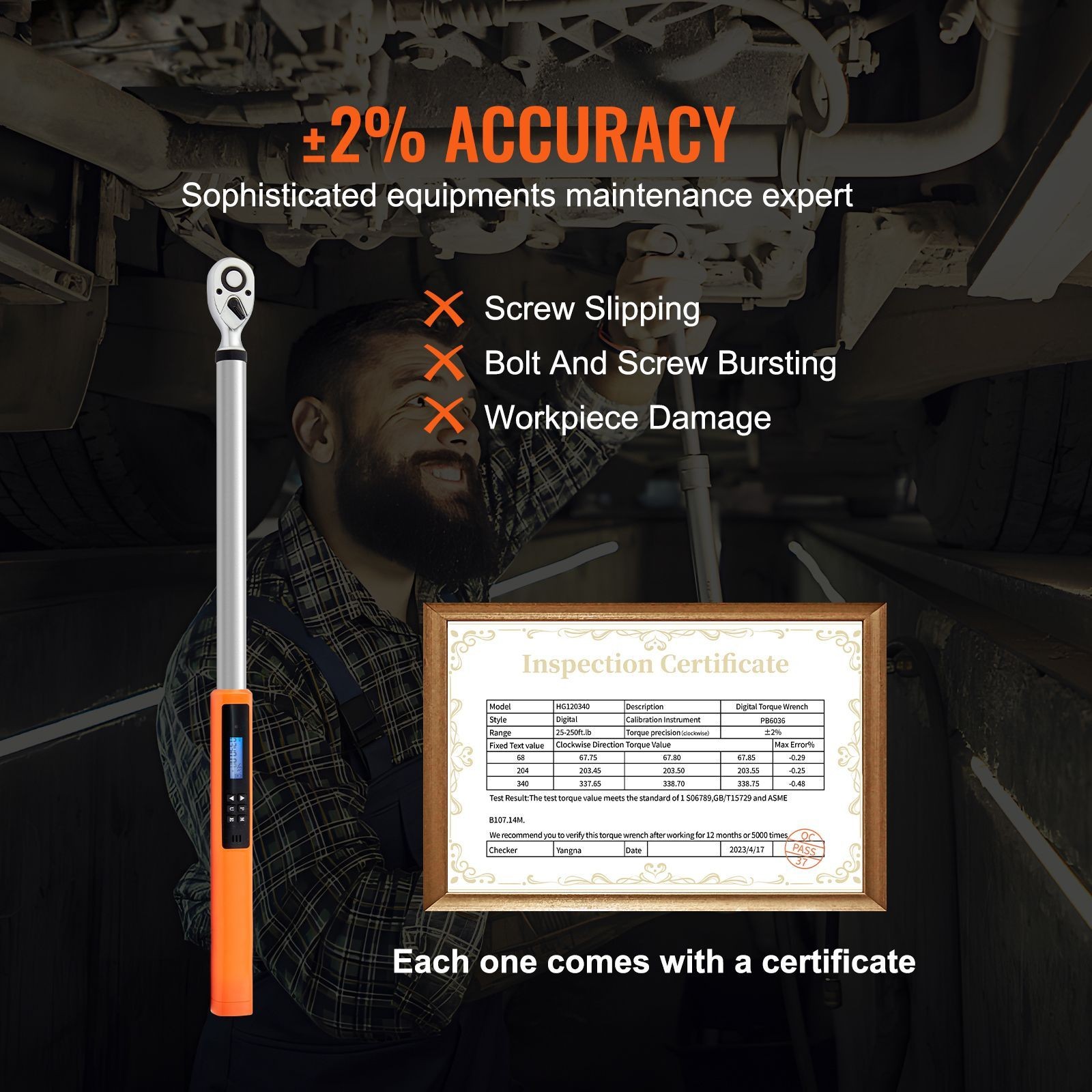 1/2in Digital Torque Wrench 25-250ftlb with LED Backlight