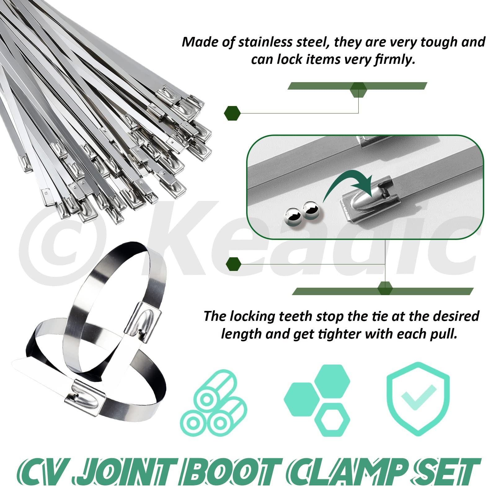 37pcs Automotive Cv Boot Clamp Pliers With Ear Joint Banding Clamps 304 Stainles