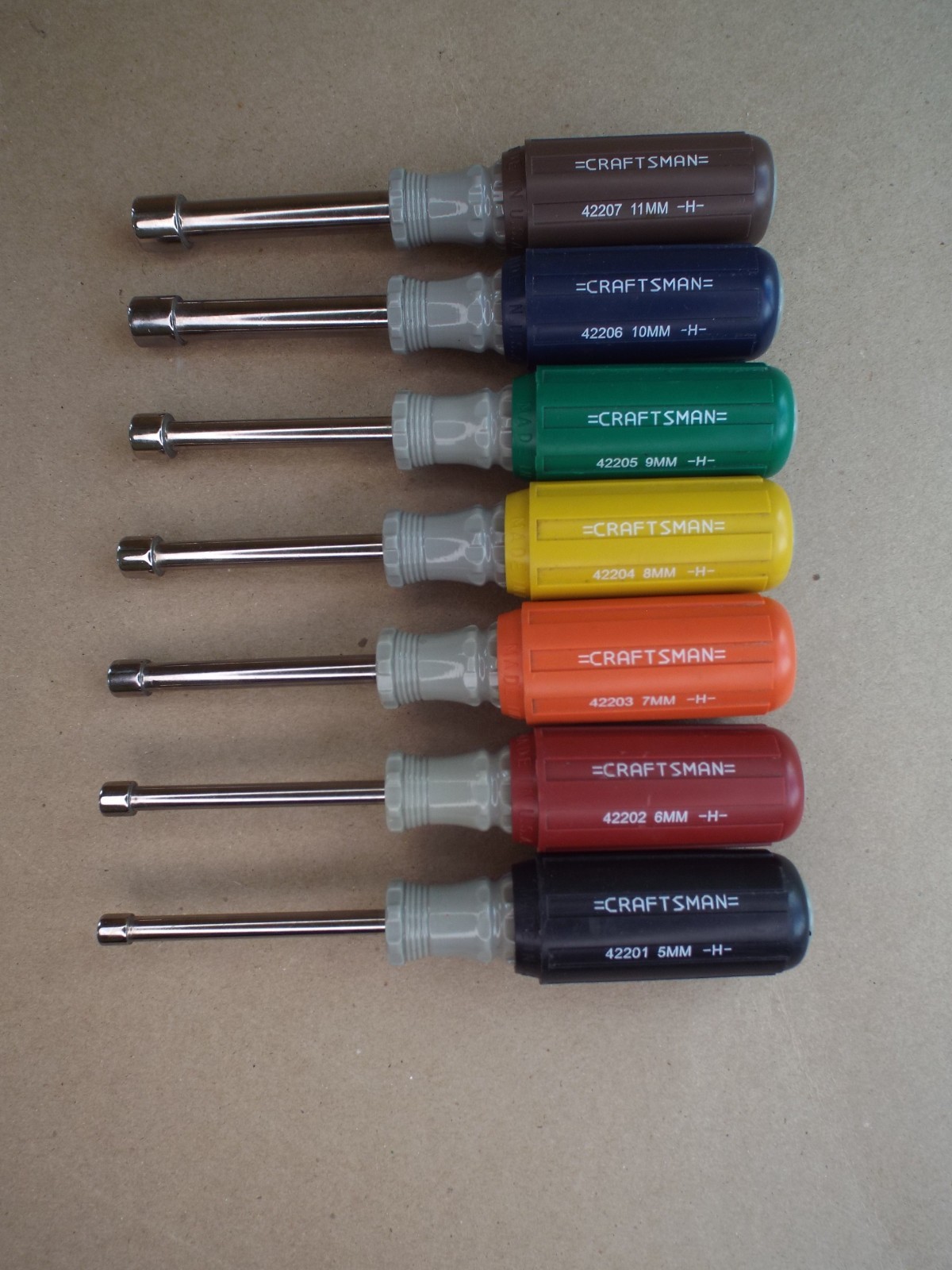 VTG Cushion Grip Craftsman 7 Pc Metric Nut Driver Set USA Light Use GC! (Read)