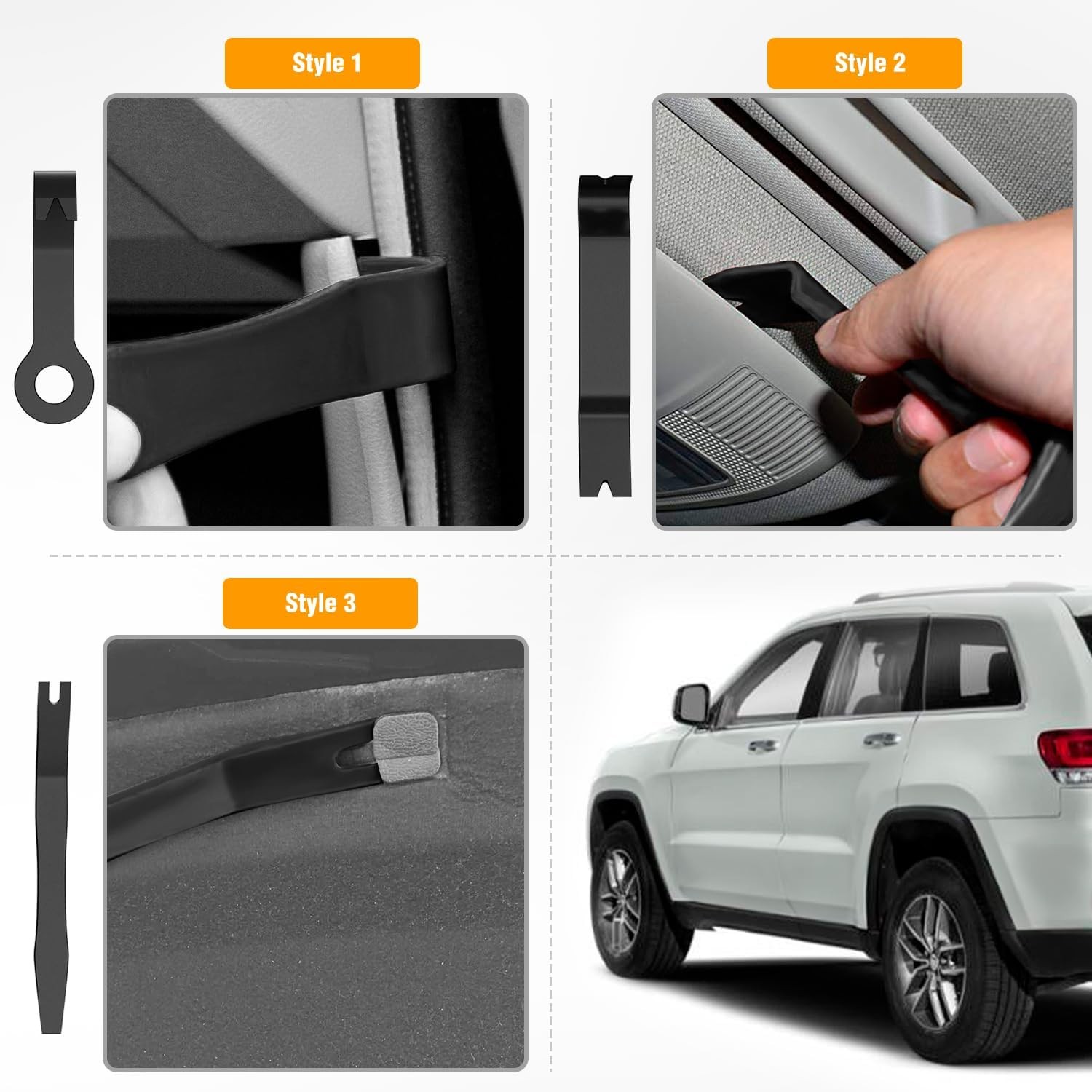 8PCS Trim Fastener Removal Tool Kit Universal For Car Audio Dash Panel-Black
