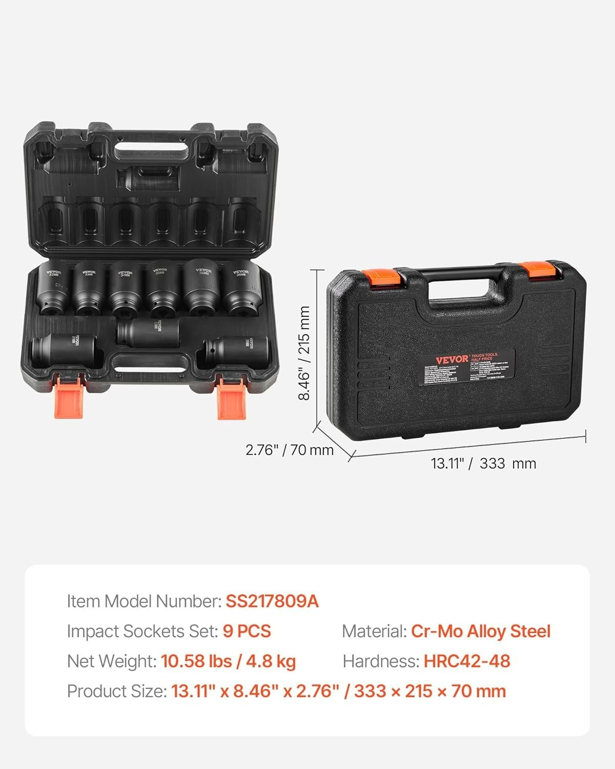 High-Performance 1/2″ Drive Deep Socket Set – 9 Cr-Mo Sockets for Mechanics