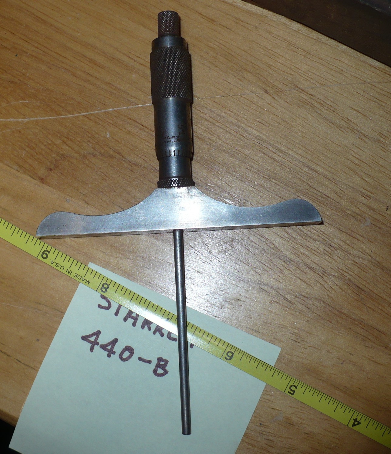 Vintage Starrett 440-B Depth Micrometer and Rods, Wooden Box