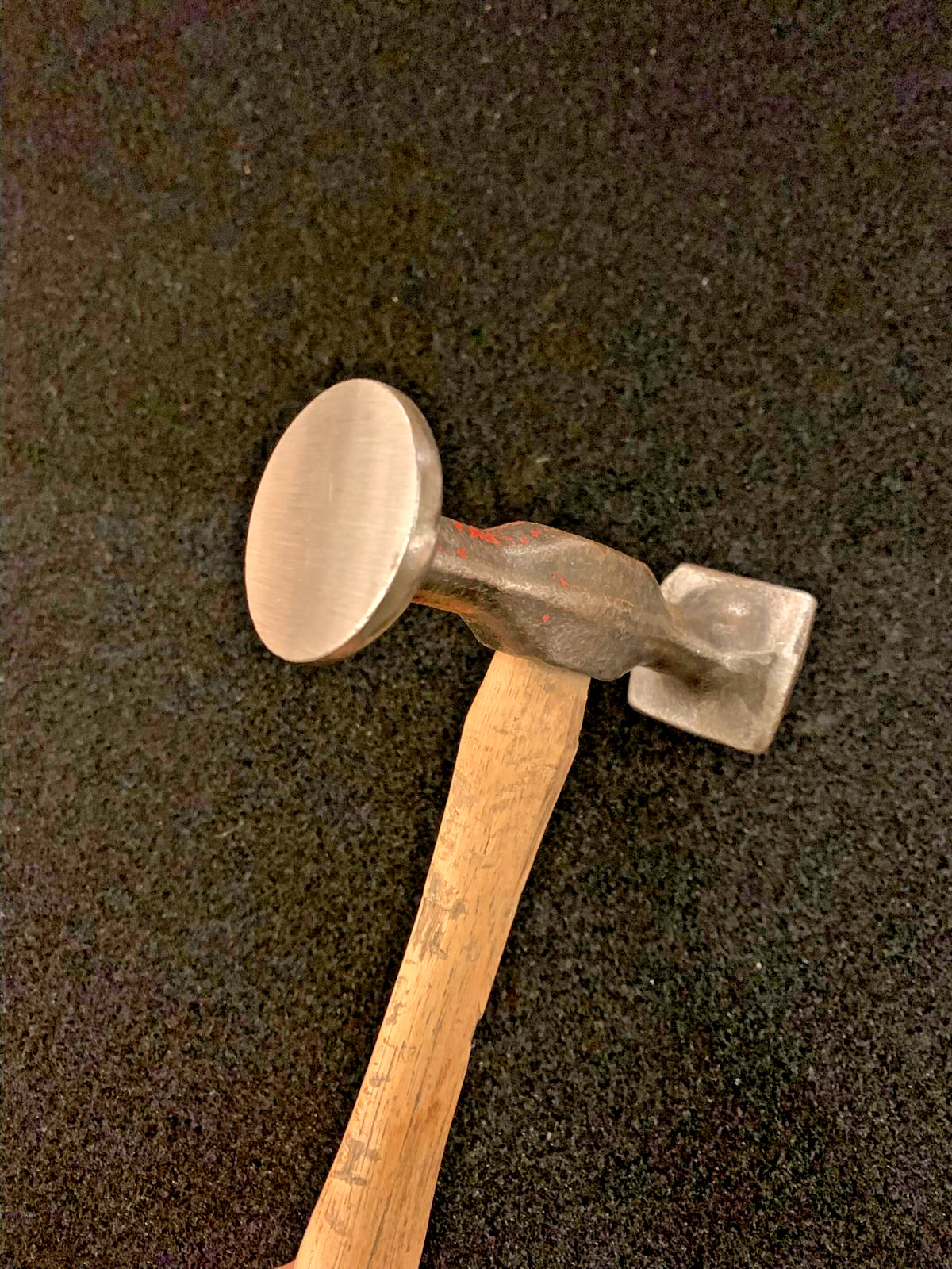 Auto body hammer, square and round face hand tool. Unmarked, dressed