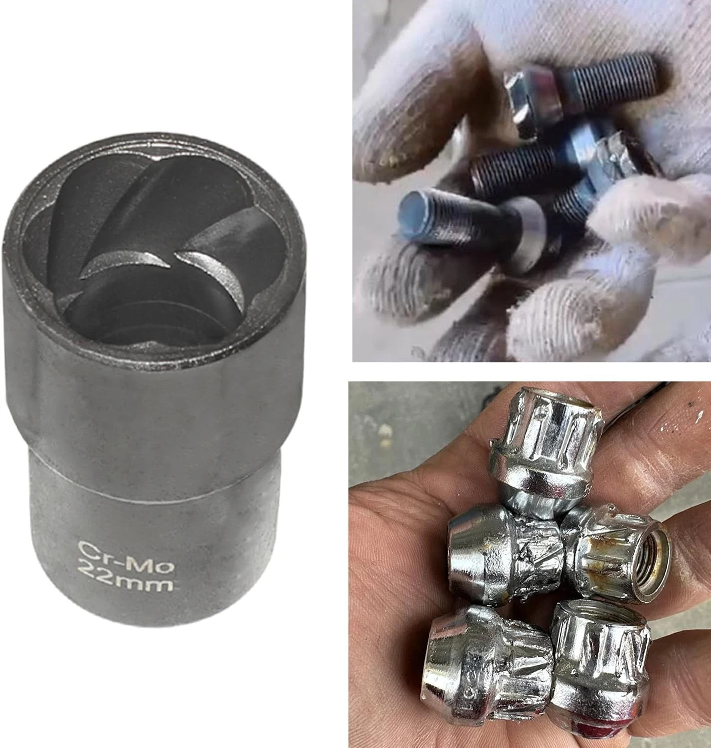 22 Piece Bolt Nut Extractor Set, 1/2″ and 3/8″ Drive Impact Lug Nut Remover Sock