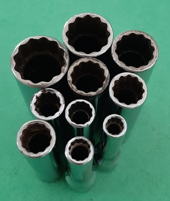10pc Snap-on Tools USA 1/4″ Drive SAE Deep 12pt POINT Chrome Socket Set READ!!
