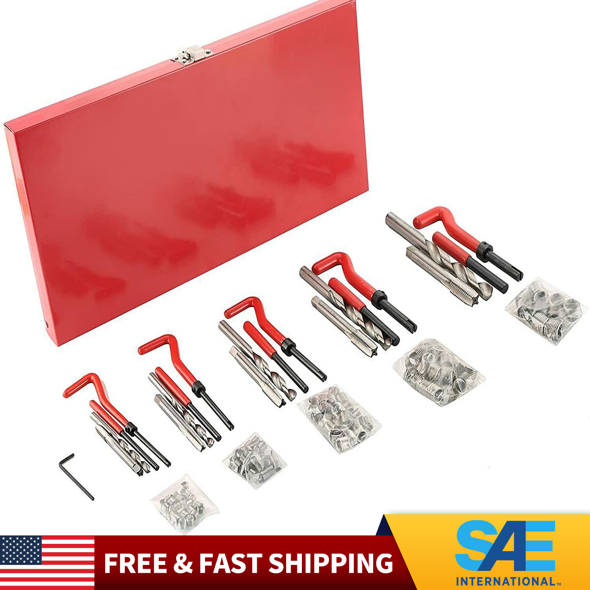 131 Pcs/Set Metric Thread Repair Insert Helicoil Threading Tool M5 M6 M8 M10 M12