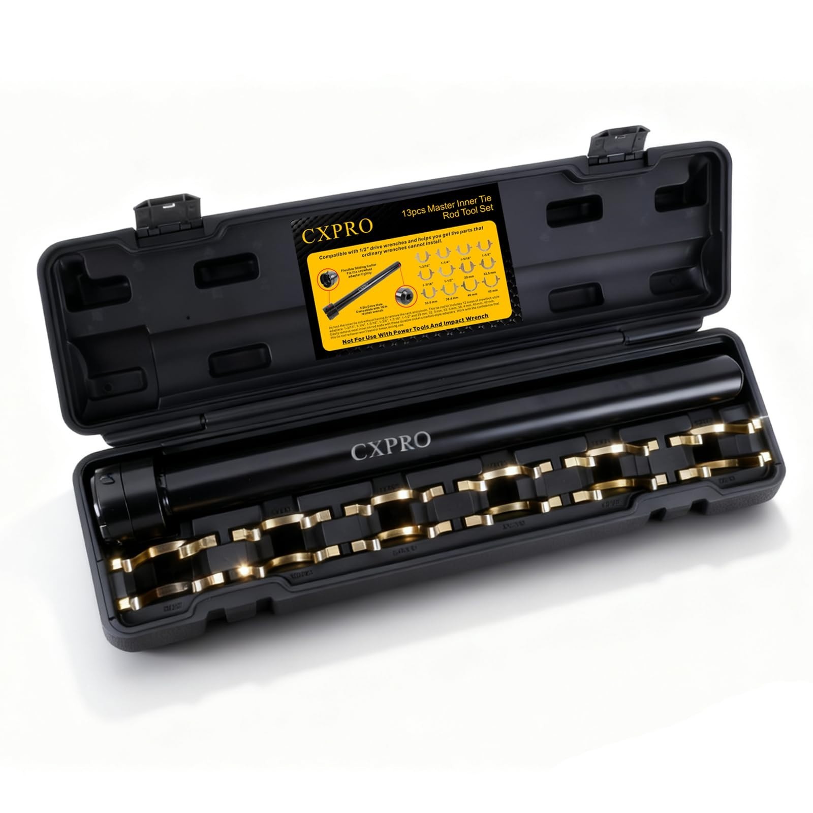Inner Tie Rod Removal Tool Kit with 12 Crowfoot Adapters – 1/2″ Drive Set for Ca