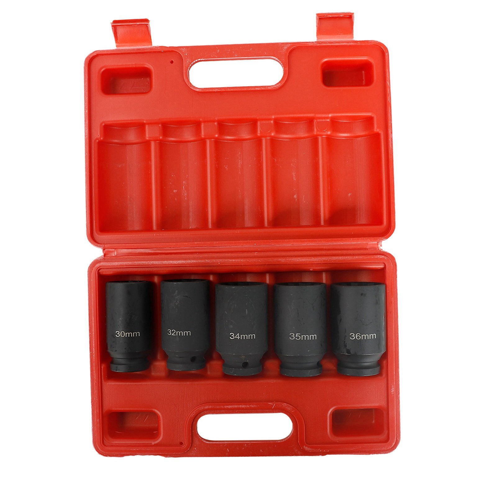1/2» Deep Spindle Axle Nut Socket Set 12-Point Metric 5pcs 30 32 34 35 36mm