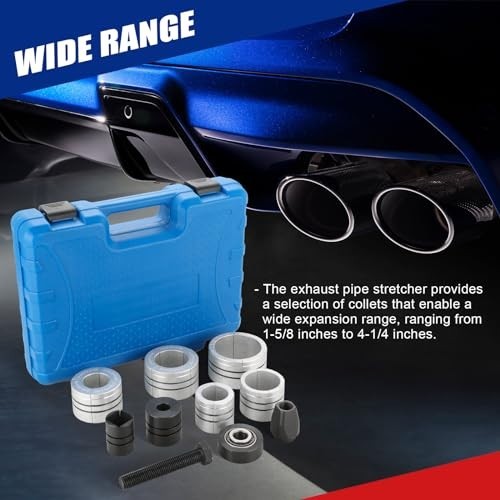 Exhaust Pipe Expander Tool Set 1-5/8″ to 4-1/4″ – Muffler Spreader Kit with Case