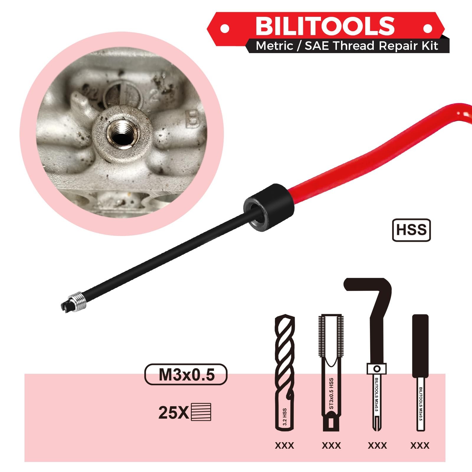 M5x0.8 Metric Thread Repair Kit HSS Drill Helicoil Insert Tool Set