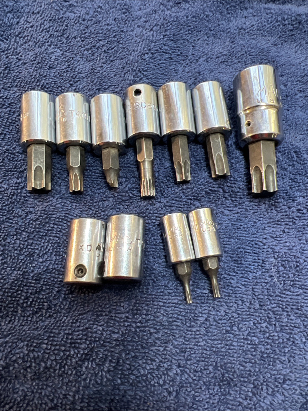 MAC TOOLS TORX BIT SET 11 Pcs MIXED LOT, 1/4” ,3/8” And 1/2” Drive. Lot#5