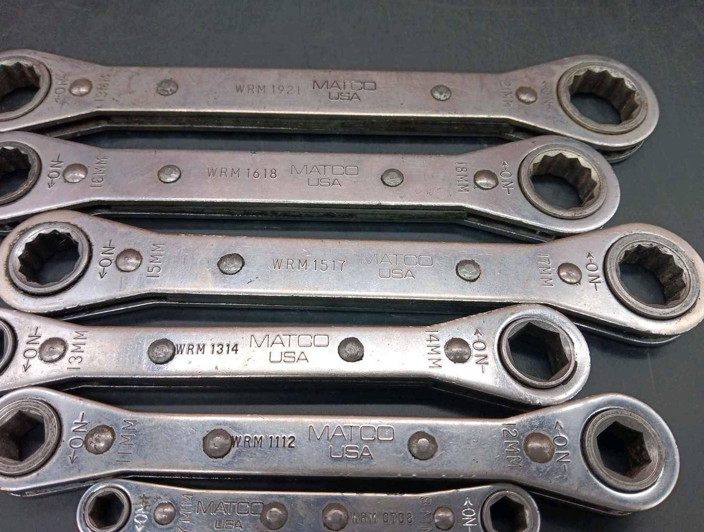 MATCO 6 PIECE Metric Ratcheting Box End Wrenches 7-8mm & 11-21mm *No 9-10mm