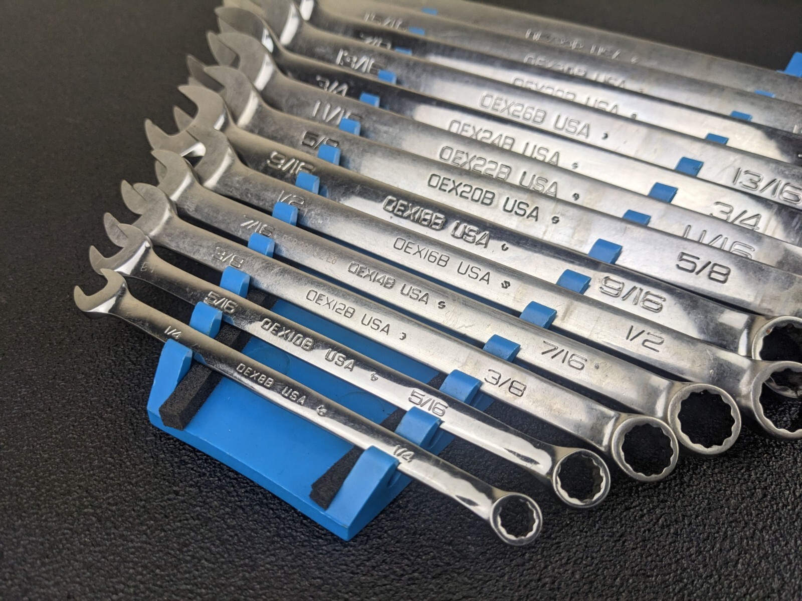 #bk456 Snap-On Tools 13pc 12-Point SAE Flank Drive Wrench Set OEX711B + 1/4 5/16