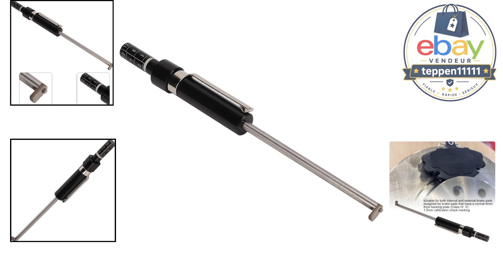 Brake Pad Gauge Tester Slim High Accuracy Metal ABS 1.5mm