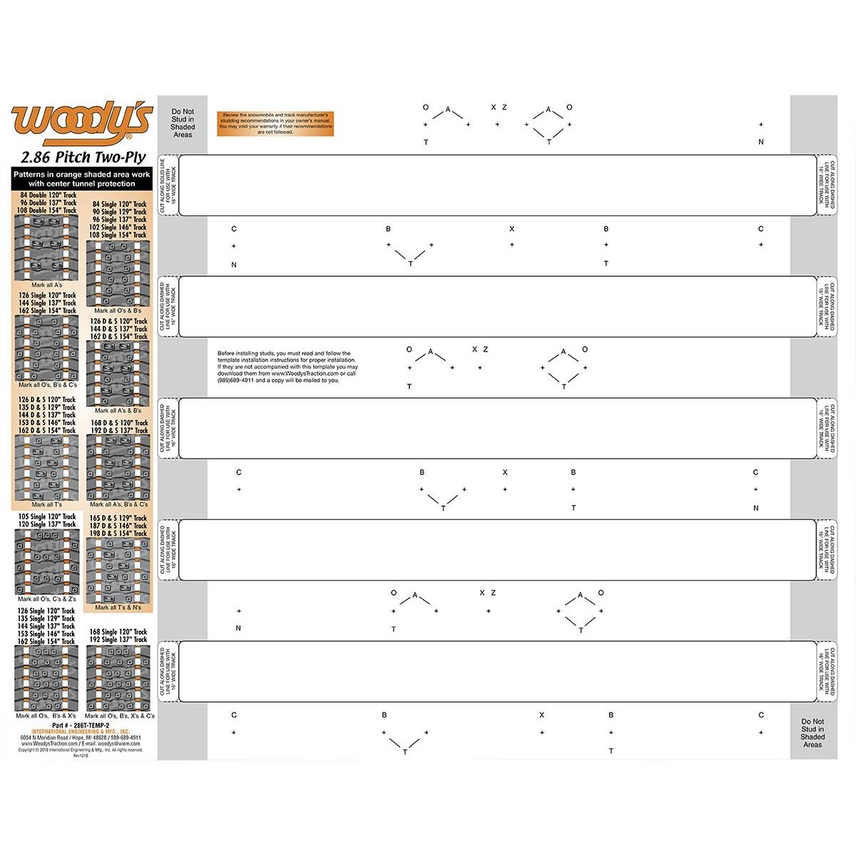 Woodys Studding Template – 286T-TEMP-2