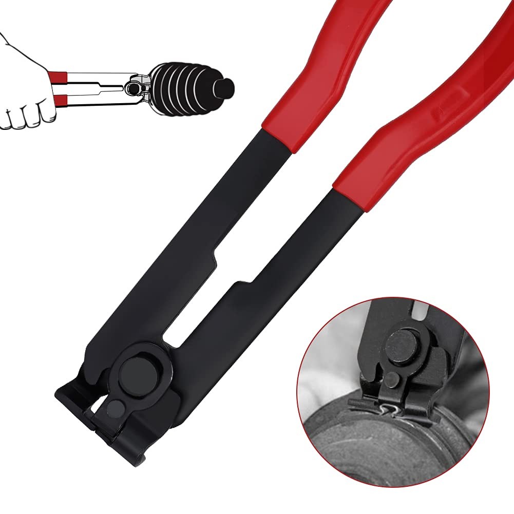 CV Joint Boot Clamp Pliers Kit With 24 Crimp Bands Auto Banding Tool Red
